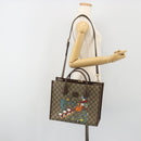 GUCCI GG Supreme Donald duck Hand Bag PVC 2way Beige Gold 648134 Auth 190456M-26