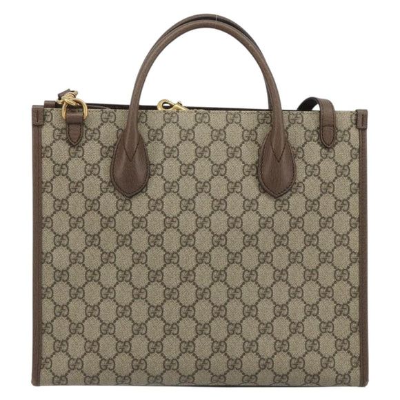 GUCCI GG Supreme Donald duck Hand Bag PVC 2way Beige Gold 648134 Auth 190456M