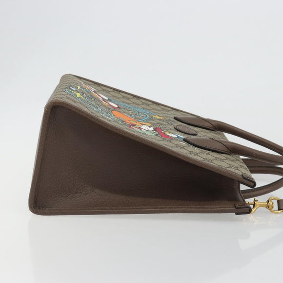 GUCCI GG Supreme Donald duck Hand Bag PVC 2way Beige Gold 648134 Auth 190456M