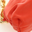 BOTTEGA VENETA The Chain Pouch Shoulder Bag Leather Orange Gold Auth 190460SV-15