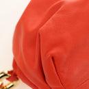 BOTTEGA VENETA The Chain Pouch Shoulder Bag Leather Orange Gold Auth 190460SV-17