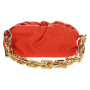 BOTTEGA VENETA The Chain Pouch Shoulder Bag Leather Orange Gold Auth 190460SV-1
