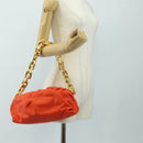 BOTTEGA VENETA The Chain Pouch Shoulder Bag Leather Orange Gold Auth 190460SV-22