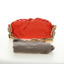 BOTTEGA VENETA The Chain Pouch Shoulder Bag Leather Orange Gold Auth 190460SV-12
