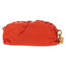 BOTTEGA VENETA The Chain Pouch Shoulder Bag Leather Orange Gold Auth 190460SV-13