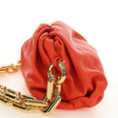 BOTTEGA VENETA The Chain Pouch Shoulder Bag Leather Orange Gold Auth 190460SV-3
