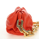 BOTTEGA VENETA The Chain Pouch Shoulder Bag Leather Orange Gold Auth 190460SV-4