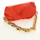 BOTTEGA VENETA The Chain Pouch Shoulder Bag Leather Orange Gold Auth 190460SV-7