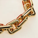 BOTTEGA VENETA The Chain Pouch Shoulder Bag Leather Orange Gold Auth 190460SV-8