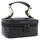 GUCCI Horsebit Vanity Hand Bag Leather Black Gold Auth 190461A-1