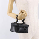 GUCCI Horsebit Vanity Hand Bag Leather Black Gold Auth 190461A-21