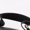 GUCCI Horsebit Vanity Hand Bag Leather Black Gold Auth 190461A-8