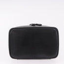 GUCCI Horsebit Vanity Hand Bag Leather Black Gold Auth 190461A-9