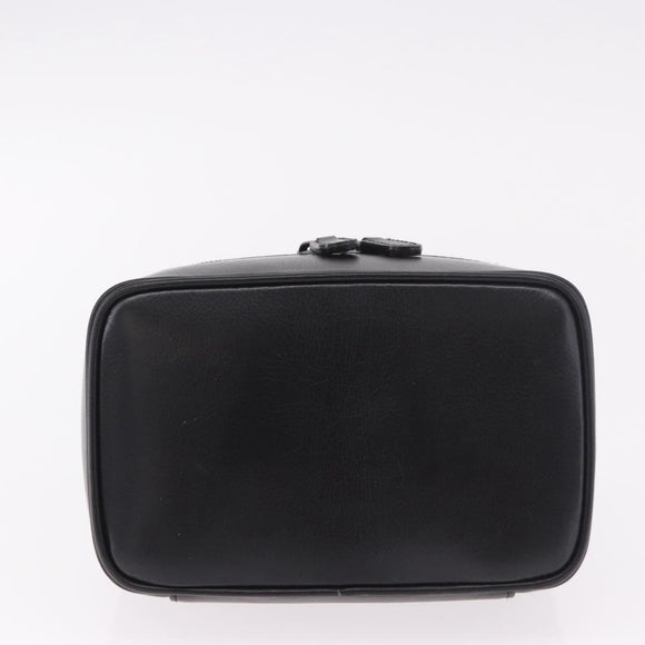 GUCCI Horsebit Vanity Hand Bag Leather Black Gold Auth 190461A