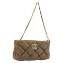 CHANEL Bubble Quilt Chain Shoulder Bag Lamb Skin Brown Gold CC Auth 190462SAV-1
