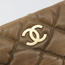 CHANEL Bubble Quilt Chain Shoulder Bag Lamb Skin Brown Gold CC Auth 190462SAV-17