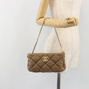 CHANEL Bubble Quilt Chain Shoulder Bag Lamb Skin Brown Gold CC Auth 190462SAV-22