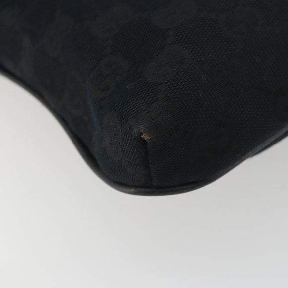 GUCCI GG Canvas Web Sherry Line Shoulder Bag Black Silver 256100 Auth 190463A