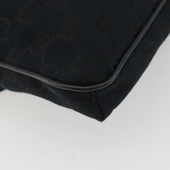 GUCCI GG Canvas Web Sherry Line Shoulder Bag Black Silver 256100 Auth 190463A