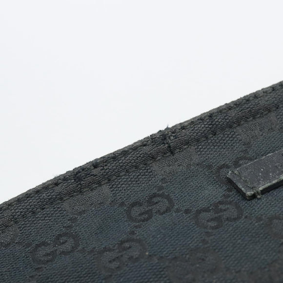 GUCCI GG Canvas Web Sherry Line Shoulder Bag Black Silver 256100 Auth 190463A