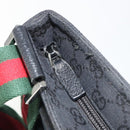 GUCCI GG Canvas Web Sherry Line Shoulder Bag Black Silver 256100 Auth 190463A-10