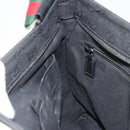 GUCCI GG Canvas Web Sherry Line Shoulder Bag Black Silver 256100 Auth 190463A-21