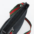 GUCCI GG Canvas Web Sherry Line Shoulder Bag Black Silver 256100 Auth 190463A-6