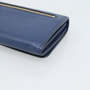 PRADA Long Wallet Safiano Leather Blue Gold Auth 190465A-15