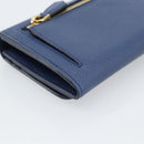 PRADA Long Wallet Safiano Leather Blue Gold Auth 190465A-16
