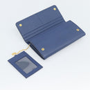 PRADA Long Wallet Safiano Leather Blue Gold Auth 190465A-8
