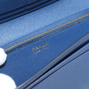 PRADA Long Wallet Safiano Leather Blue Gold Auth 190465A-19