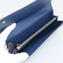 PRADA Long Wallet Safiano Leather Blue Gold Auth 190465A-9