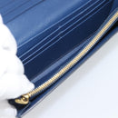 PRADA Long Wallet Safiano Leather Blue Gold Auth 190465A-21