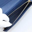 PRADA Long Wallet Safiano Leather Blue Gold Auth 190465A-10
