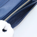 PRADA Long Wallet Safiano Leather Blue Gold Auth 190465A-24