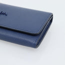 PRADA Long Wallet Safiano Leather Blue Gold Auth 190465A-7