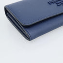 PRADA Long Wallet Safiano Leather Blue Gold Auth 190465A-14