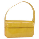 CARTIER Shoulder Bag Patent Leather Yellow Silver Auth 190468V-1