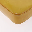 CARTIER Shoulder Bag Patent Leather Yellow Silver Auth 190468V-14