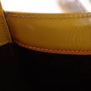 CARTIER Shoulder Bag Patent Leather Yellow Silver Auth 190468V-22