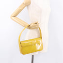 CARTIER Shoulder Bag Patent Leather Yellow Silver Auth 190468V-23