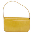 CARTIER Shoulder Bag Patent Leather Yellow Silver Auth 190468V-3
