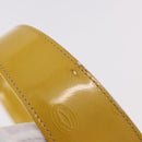 CARTIER Shoulder Bag Patent Leather Yellow Silver Auth 190468V-9