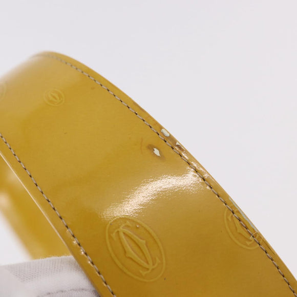 CARTIER Shoulder Bag Patent Leather Yellow Silver Auth 190468V