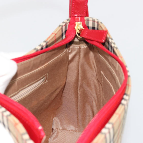 BURBERRY Nova Check Shoulder Bag Canvas Beige Gold Auth 190469A