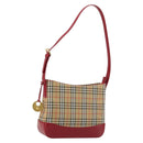 BURBERRY Nova Check Shoulder Bag Canvas Beige Gold Auth 190469A-1