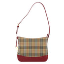 BURBERRY Nova Check Shoulder Bag Canvas Beige Gold Auth 190469A-13