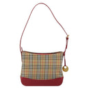BURBERRY Nova Check Shoulder Bag Canvas Beige Gold Auth 190469A-2