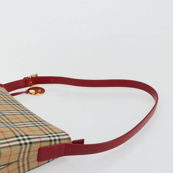 BURBERRY Nova Check Shoulder Bag Canvas Beige Gold Auth 190469A