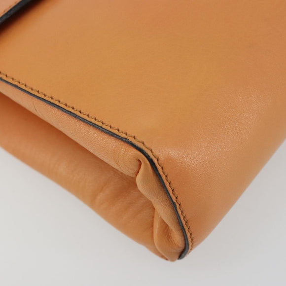 CELINE Circle Shoulder Bag Leather Orange Gold Auth 190471A